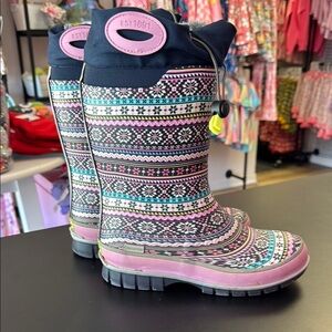 Western Chiefs Rain Snow Boots.  Fair Isle Style, youth size 3.